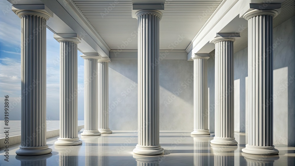 Obraz premium Minimalistic rendering of Roman columns for modern architectural design, Roman, columns, minimal, style, architecture, ancient