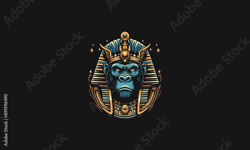 head gorilla wearing anubis vector illustration design