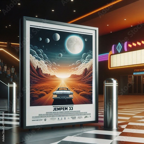 blank billboard in front of the theater
