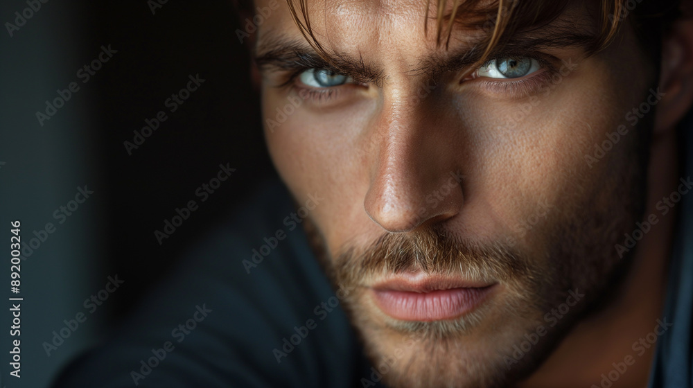 Obraz premium headshot of a handsome model looking at camera in a studio