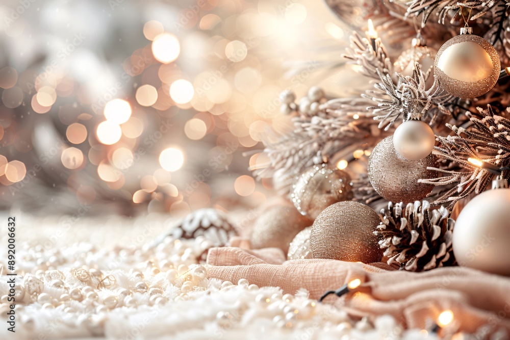 Merry Christmas banner with tree and decorations. Merry Christmas banner with tree and decorations.
