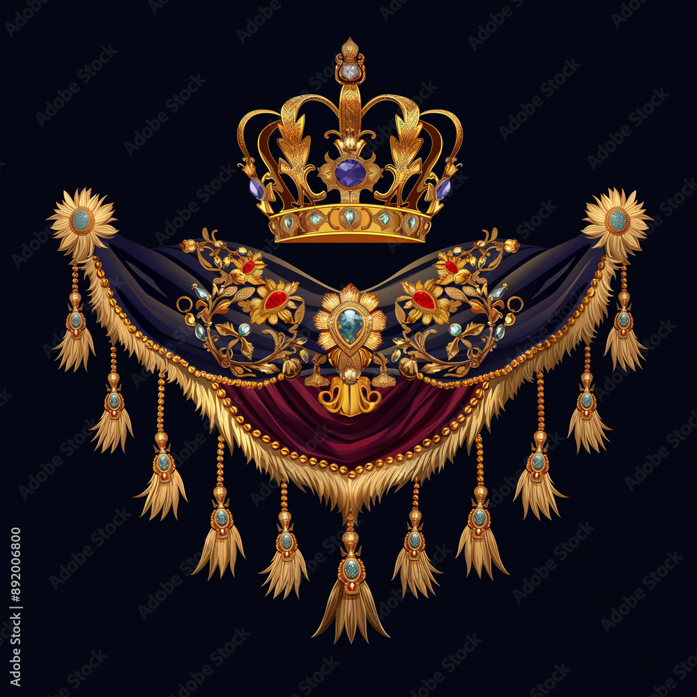 The Medieval heraldic royal mantle with crown, Illustration The Medieval heraldic royal mantle with crown, Illustration