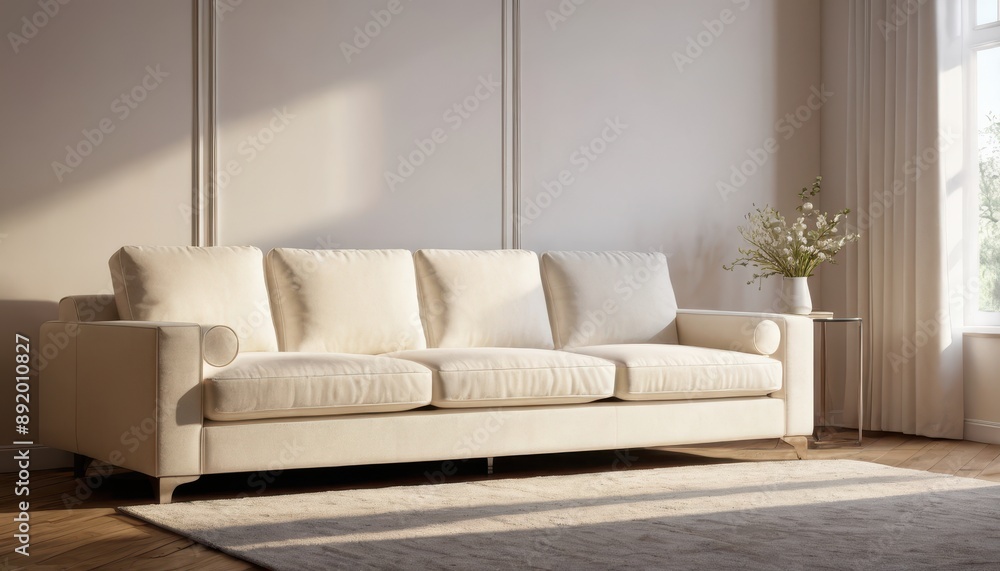 Fototapeta premium White Sofa in a Modern Living Room.