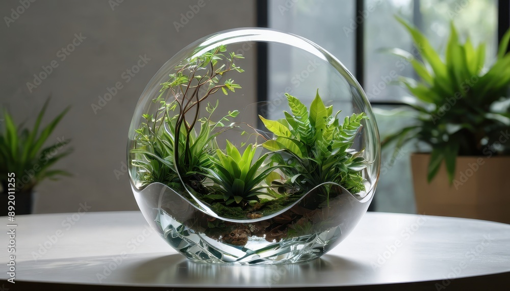Glass Terrarium with Greenery. Glass Terrarium with Greenery.