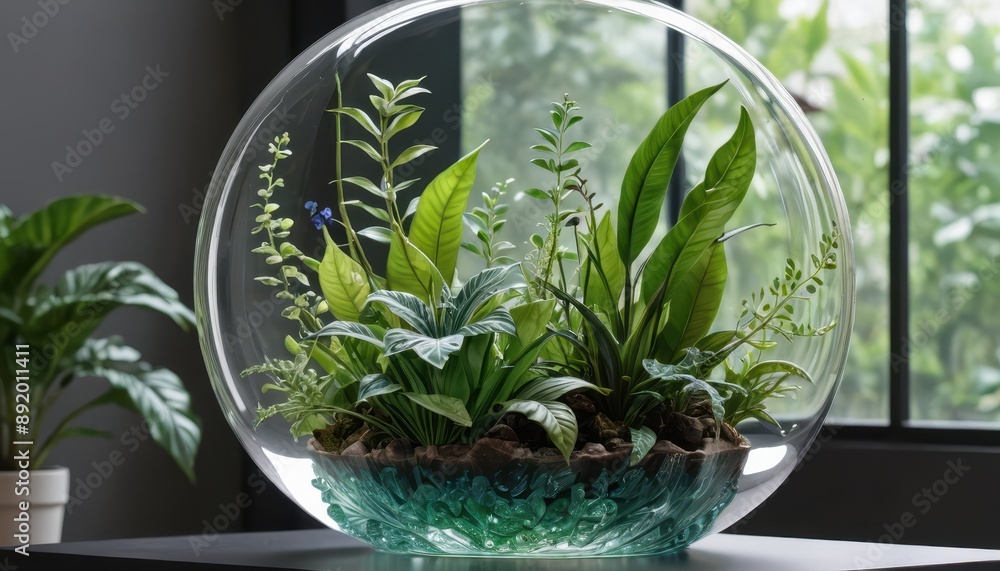 Green Plants in a Glass Sphere. Green Plants in a Glass Sphere.