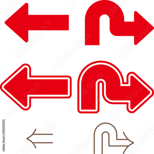 直進とUターンを表す矢印です。