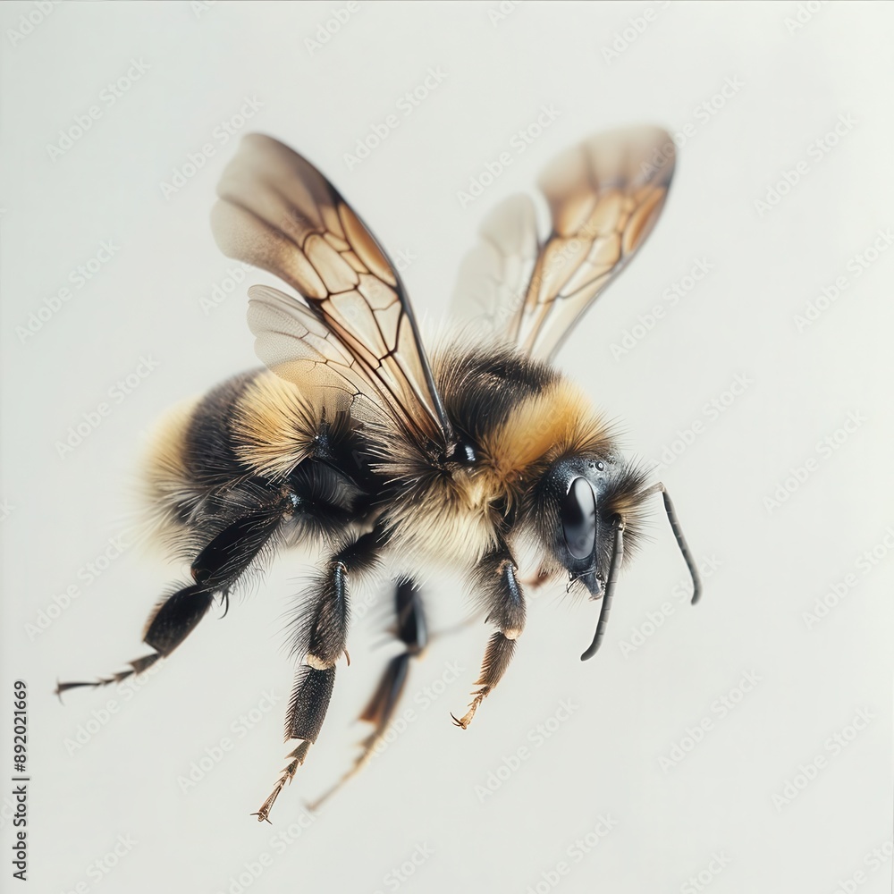 a mesmerizing closeup of a bumblebee in flight wings outstretched against a pristine white backdrop exquisite detail captures its fuzzy body and translucent wings in midmotion a mesmerizing closeup of a bumblebee in flight wings outstretched against a pristine white backdrop exquisite detail captures its fuzzy body and translucent wings in midmotion
