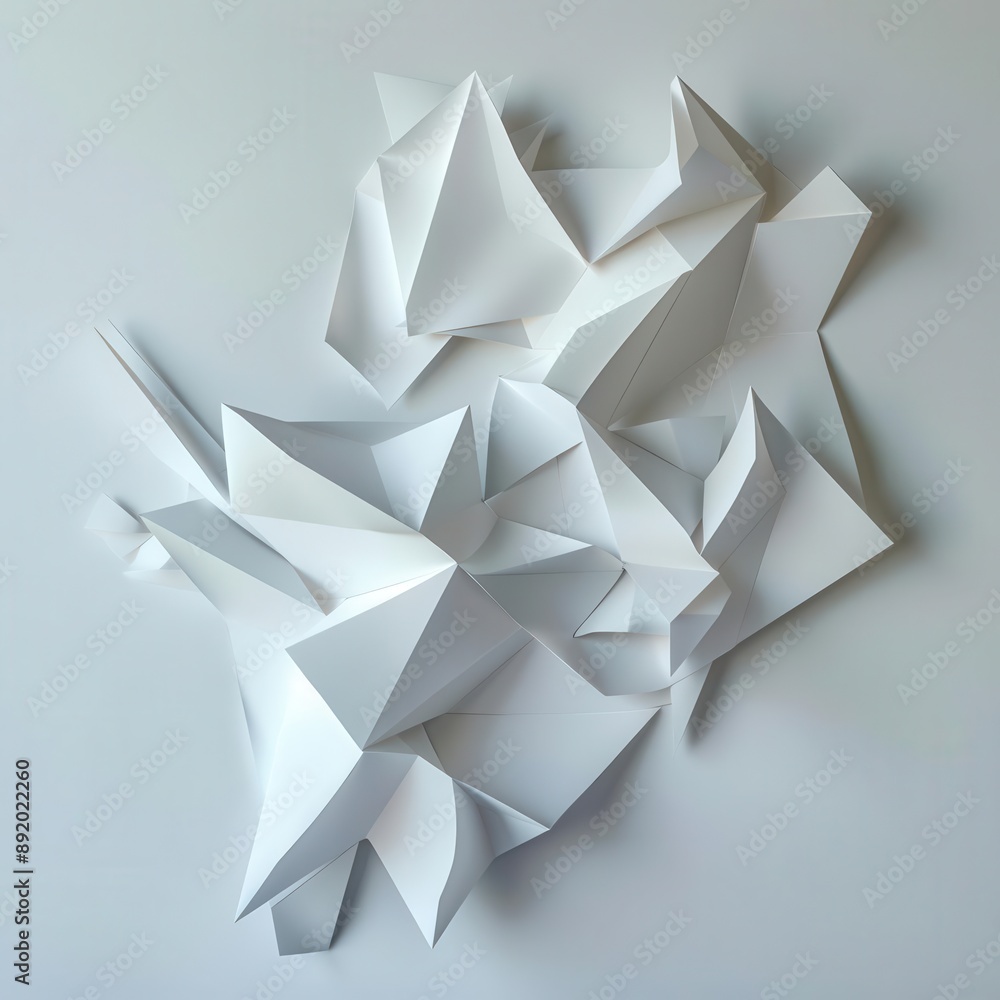 abstract geometric composition with origamiinspired shapes clean lines subtle shadows and a minimalist white palette abstract geometric composition with origamiinspired shapes clean lines subtle shadows and a minimalist white palette