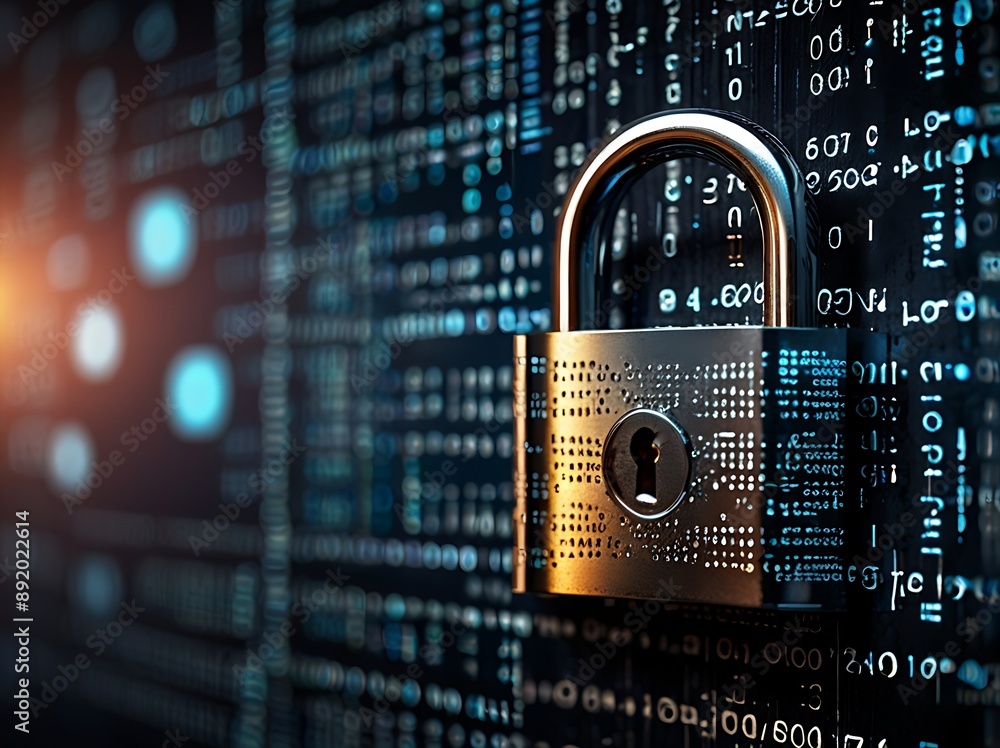 Digital Security Concept Illustration with Focus on Encryption, Data Protection and Threats, encryption, digital keys, firewall, hacking, malware, data protection, network security, secure login Digital Security Concept Illustration with Focus on Encryption, Data Protection and Threats, encryption, digital keys, firewall, hacking, malware, data protection, network security, secure login