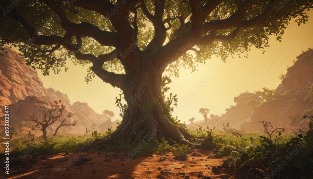 Fototapeta premium Ancient Tree in a Desert Landscape.