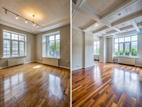 empty room before and after renovation - home refurnishment photo