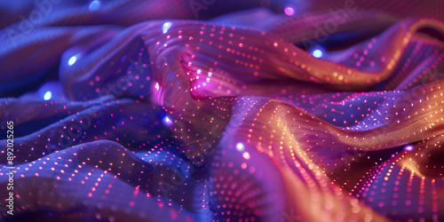  Smart Textiles with Embedded LEDs Representing Innovative Fabric Technology and Wearable Electronics