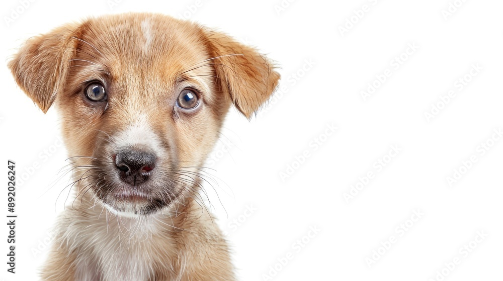 Puppy of a pure breed gazing into the camera with empty space Puppy of a pure breed gazing into the camera with empty space