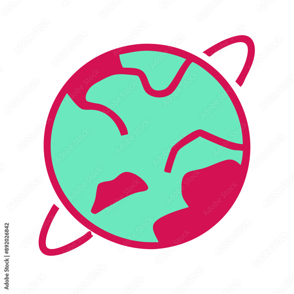 Simple planet Earth illustration with clean, straight lines and shapes on a plain background.


