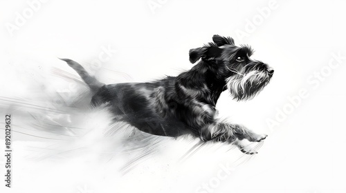 Wallpaper Mural Minimalist Watercolor Illustration Of Miniature Schnauzer In Motion Torontodigital.ca