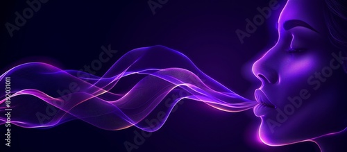Digital portrait of a girl on a purple background with wavy lines. 