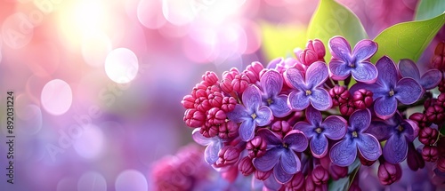 Lilac flower with creative banner