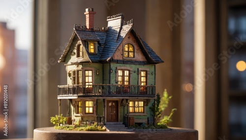 Miniature House Model with Lights.