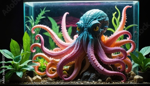 Octopus in an Aquarium.