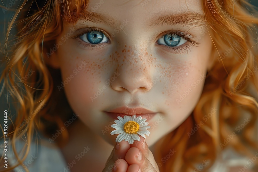 Child's hands carefully holding a single daisy. Child's hands carefully holding a single daisy.