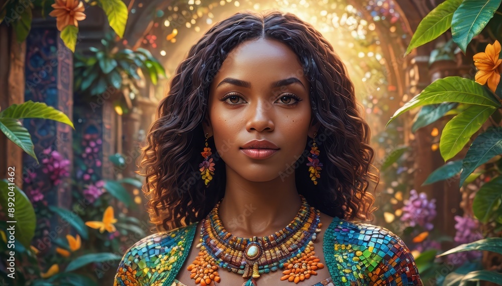 Beautiful Woman in a Garden.