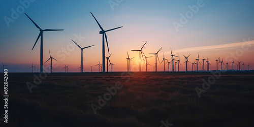 Wind Turbines Generating Energy at Sunset, Sustainable Energy Solutions for a Greener Future"