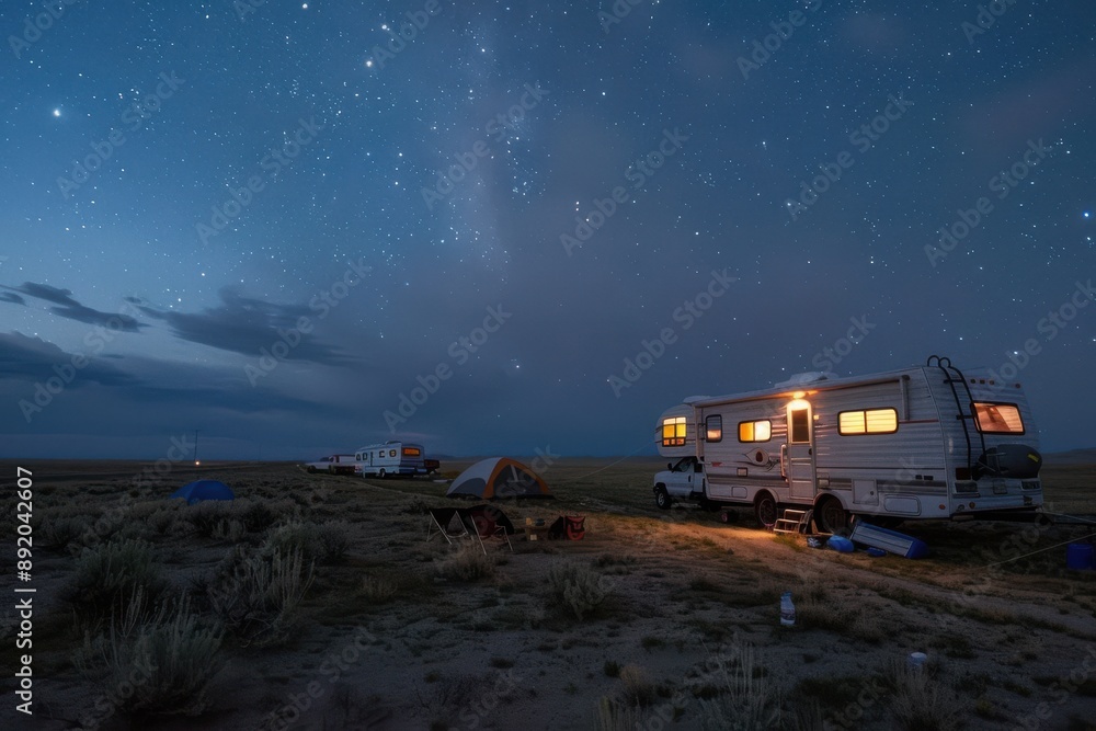 21070036 10 10. A caravan of RVs traveling through a wide open plain with a clear, starry night sky above --ar 3:2 --personalize qujpd9j Job ID: b4dab494-c9c7-469b-a6d0-564b1a702f52 21070036 10 10. A caravan of RVs traveling through a wide open plain with a clear, starry night sky above --ar 3:2 --personalize qujpd9j Job ID: b4dab494-c9c7-469b-a6d0-564b1a702f52