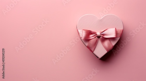 Gift box in the shape of a heart on a pink background