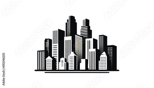 black and white silhouette of a city building