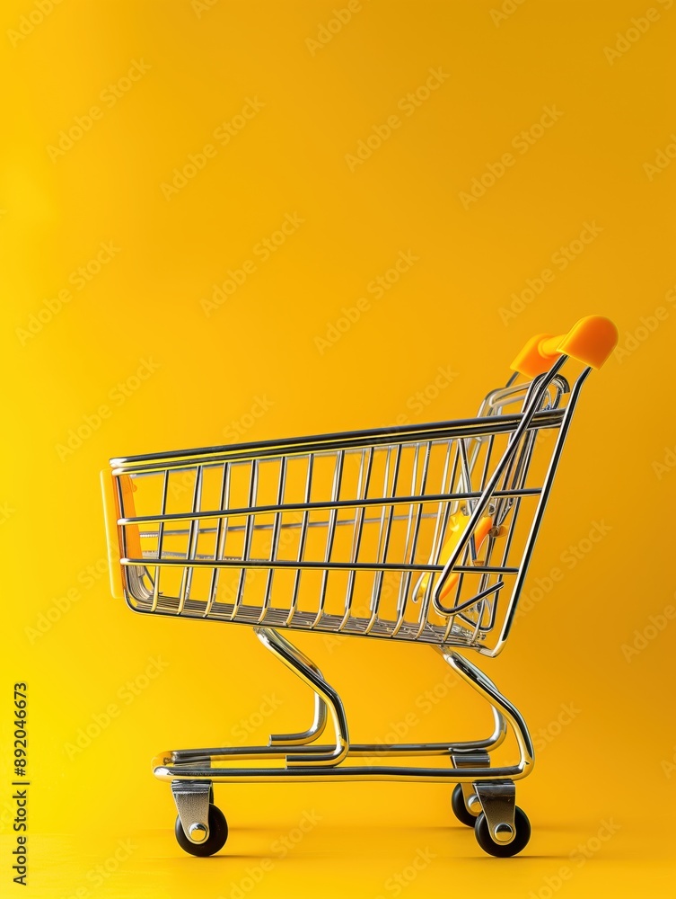 Empty Shopping Cart on Yellow Background Empty Shopping Cart on Yellow Background