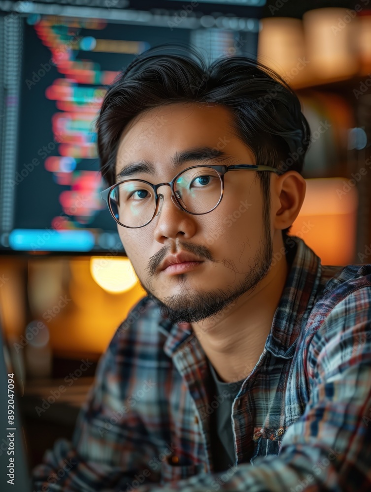 Focused Programmer Working Late at Night Focused Programmer Working Late at Night