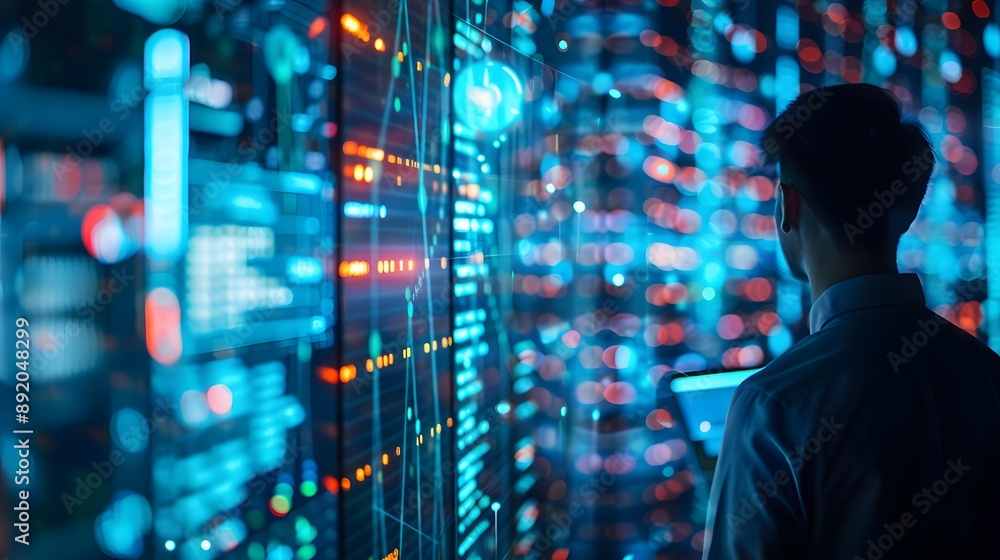 Big Data concept. Digital neural network.Business woman hand touching Introduction of artificial intelligence. Cyberspace of future.Science and innovation of technology. Big Data concept. Digital neural network.Business woman hand touching Introduction of artificial intelligence. Cyberspace of future.Science and innovation of technology.