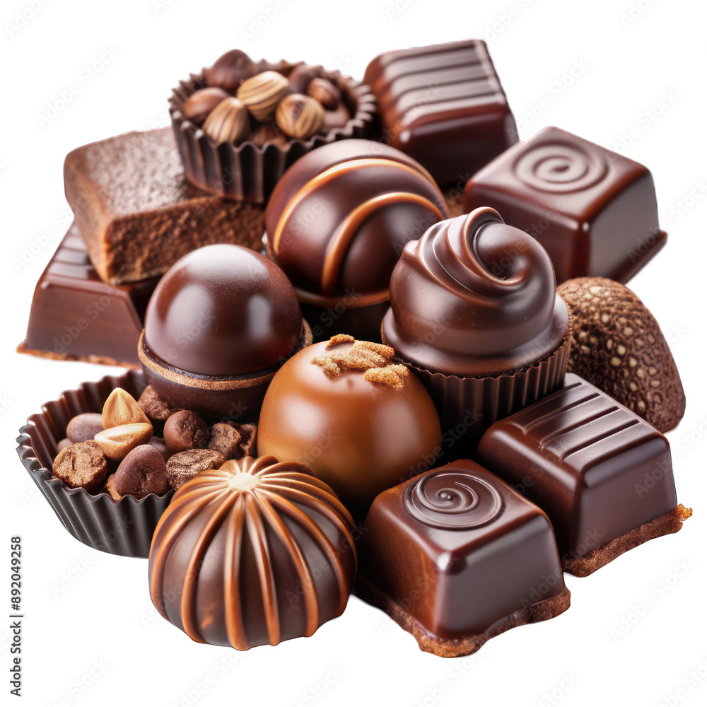 Chocolate candies isolated on transparent background Chocolate candies isolated on transparent background