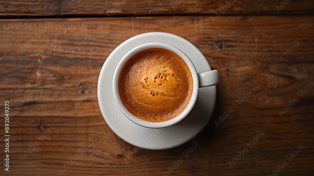 White ceramic coffee cup, cappuccino with perfect crema, walnut wood table surface, top-down view, minimalist composition, rich coffee aroma, soft diffused lighting. White ceramic coffee cup, cappuccino with perfect crema, walnut wood table surface, top-down view, minimalist composition, rich coffee aroma, soft diffused lighting.