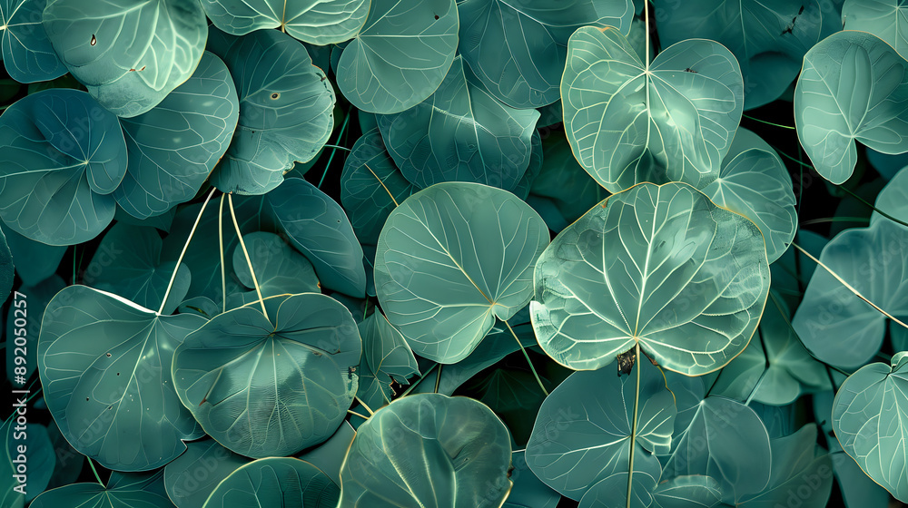 Detailed close-up of green leaves with a dewy look, artistically arranged to enhance the sense of depth and texture. Detailed close-up of green leaves with a dewy look, artistically arranged to enhance the sense of depth and texture.