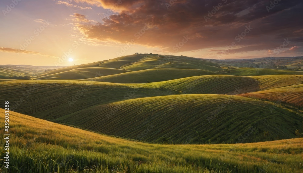 Fototapeta premium Rolling Hills at Sunset.