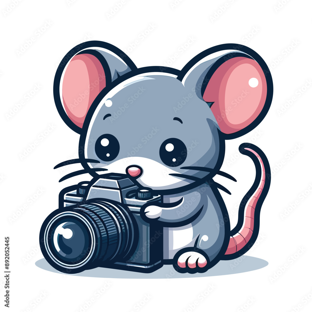 Naklejka premium A mouse with a camera Adobe Illustrator Artwork
