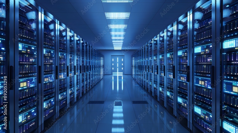 Security system of modern server room at data center. Security system of modern server room at data center.