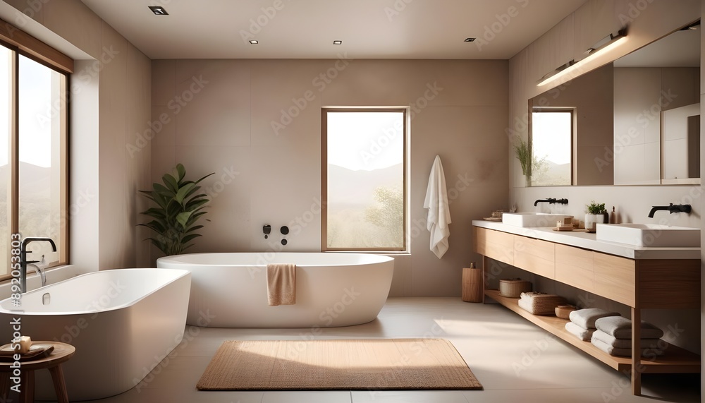 Fototapeta premium Photo interior modern design room 3d illustration