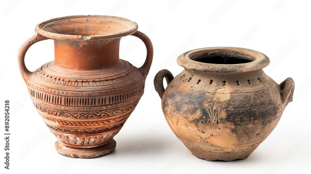 Ukrainian cultural element ancient clay pot and Greek amphora Ukrainian cultural element ancient clay pot and Greek amphora