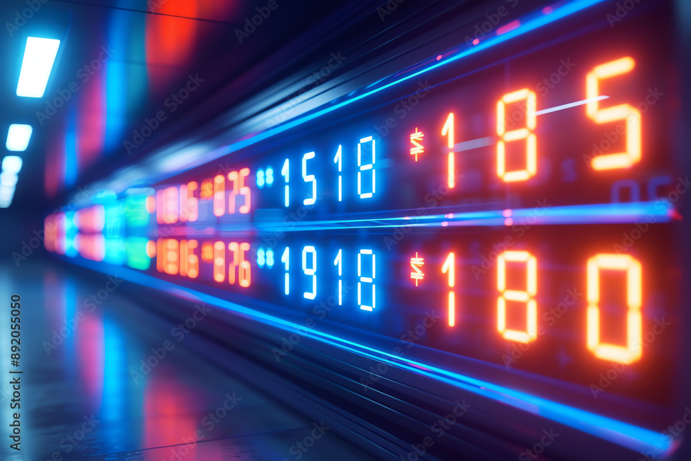 Currency exchange rates on a digital board, representing global trade Currency exchange rates on a digital board, representing global trade