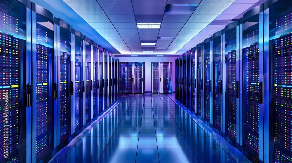 Security system of modern server room at data center. Security system of modern server room at data center.