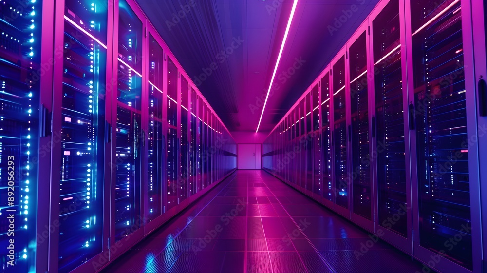 Fototapeta premium Security system of modern server room at data center. 