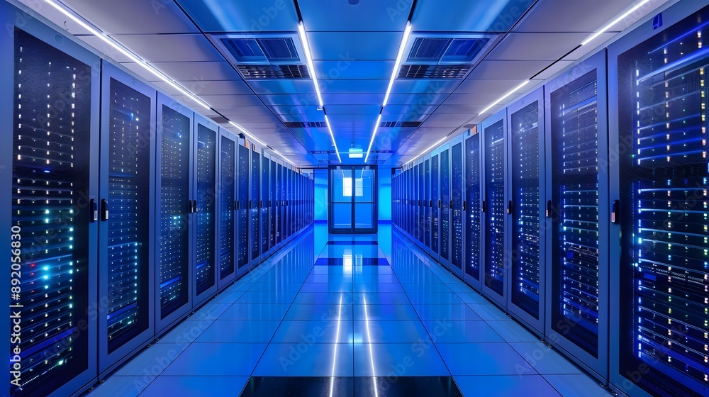 Security system of modern server room at data center. Security system of modern server room at data center.
