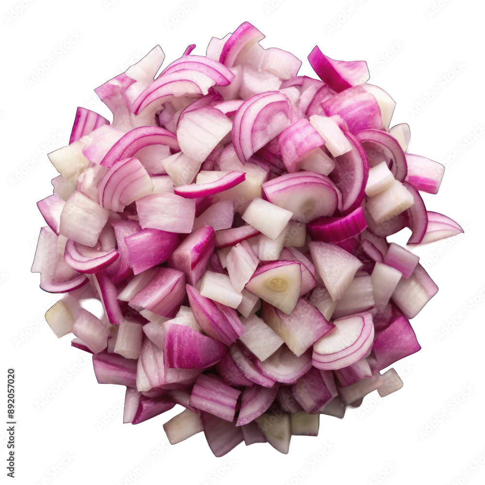 Chopped onion top view isolated on transparent background Chopped onion top view isolated on transparent background