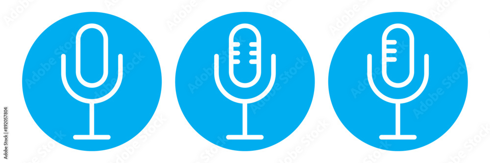 Mic icon set. Microphone icon shape. Podcast microphone web icon ; record, audio, sound, voice icons. Mic icon set. Microphone icon shape. Podcast microphone web icon ; record, audio, sound, voice icons.