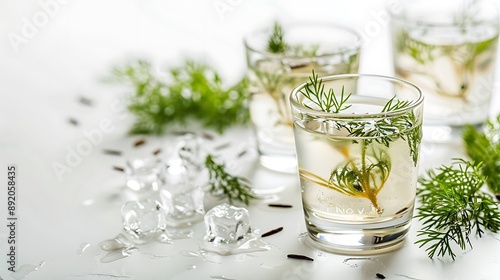 Beverage Aquavit Akevitt Western Europe Norway Carawayflavored spirit traditional Norwegian drink white background