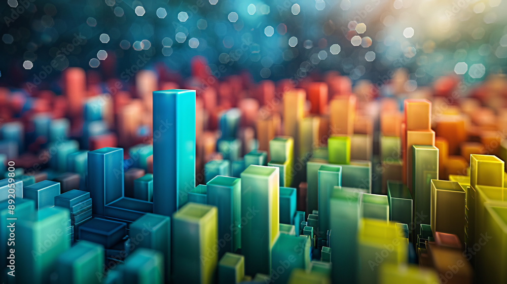 Obraz premium Vibrant abstract cityscape with dynamic energy and starry night sky