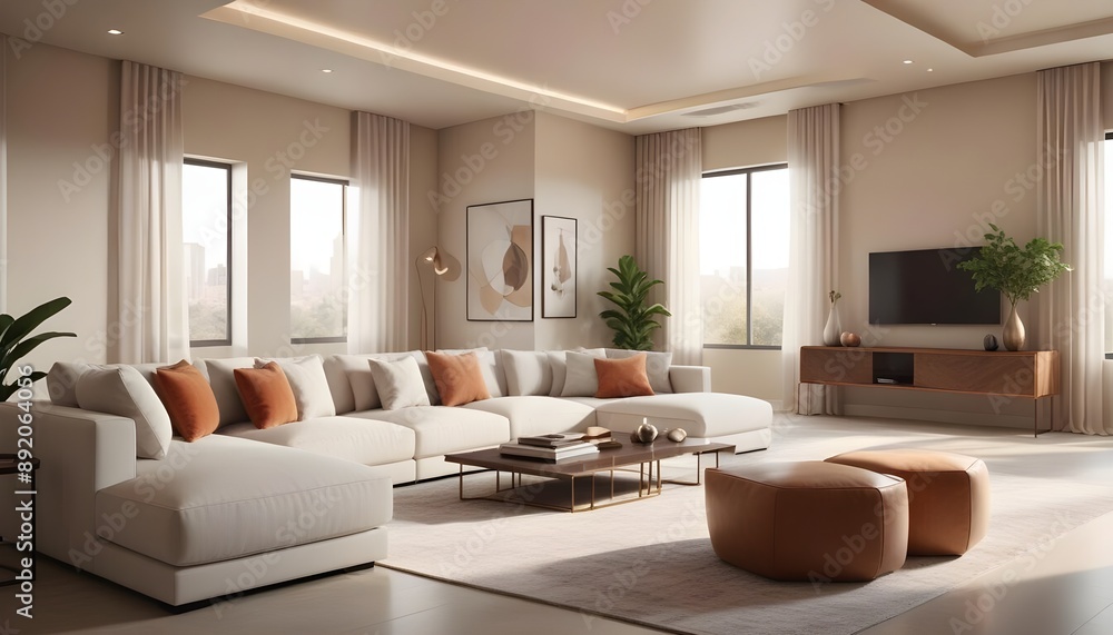 Fototapeta premium Photo interior modern design room 3d illustration