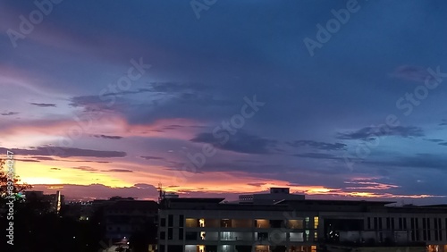 sunset over the city